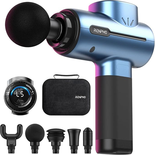 RENPHO Massage Gun Deep Tissue, Portable Percussion Massager for Back and Neck, Gifts for Men and Women, Handheld Device with Carry Case, Active - Bloomnest