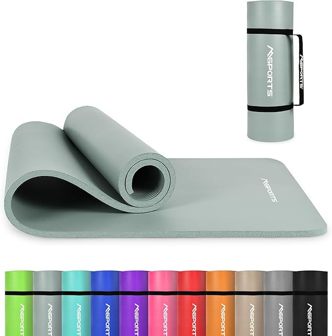 Yoga Mat Premium Non Slip Thick – Extra Comfortable Exercise Mat for Home Workouts, Pilates, Stretching & Gym – Cushioned NBR Foam, Gym Mat with Strap, for Women & Men - Bloomnest