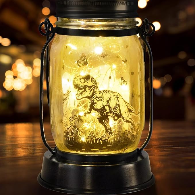 Dinosaur Gifts for Women/Men Tyrannosaurus Rex Lovers Solar Lantern Mom Birthday, Mothers Day, Christmas Gifts, Solar Tyrannosaurus Rex Garden Decoration Outside for Yard, Patio,Backyard,Porch, Torche - Bloomnest