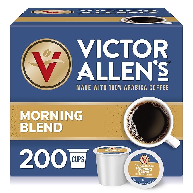 Victor Allen's Coffee Morning Blend, Light Roast, 200 Count, Single Serve Coffee Pods for Keurig K-Cup Brewers - Bloomnest