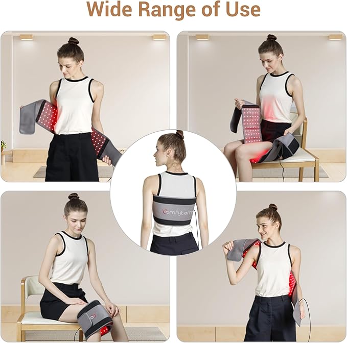 Comfytemp Red Light Therapy Belt with 126 LEDs, FSA Eligible HSA Red Light Therapy for Body, 660nm & 850nm, 22W Light Wrap with Timer for Back Waist Belly Joint Muscle(Corded) (Pack of 2) Comfytemp
