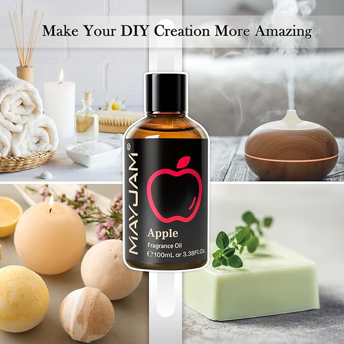 MAYJAM 100ML/3.38FL.OZ Apple Fragrance Oils with Glass Dropper, Essential Oils for Diffusers for Home, Long Lasting Scented Oils for Diffusers Soap Candle Making - Bloomnest