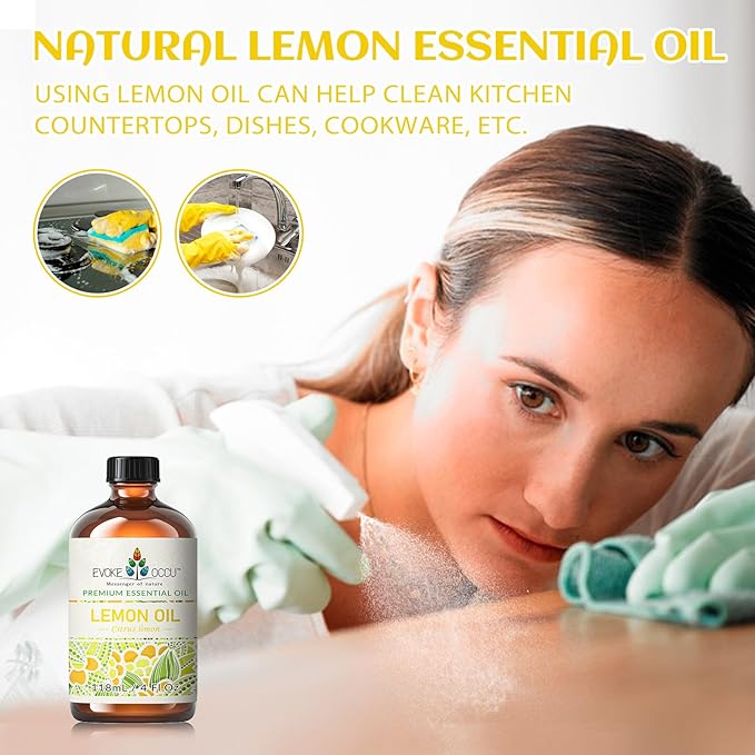 EVOKE OCCU Lemon Essential Oil for Cleansing Skin Home Diffuser Massage - 4 FL Oz - Bloomnest