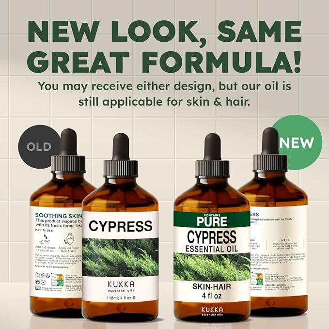 KUKKA Cypress Essential Oils - 4 Fl Oz - for Hair, Skin, Diffuser, Aromatherapy & DIY Soap Making Scent - Bloomnest