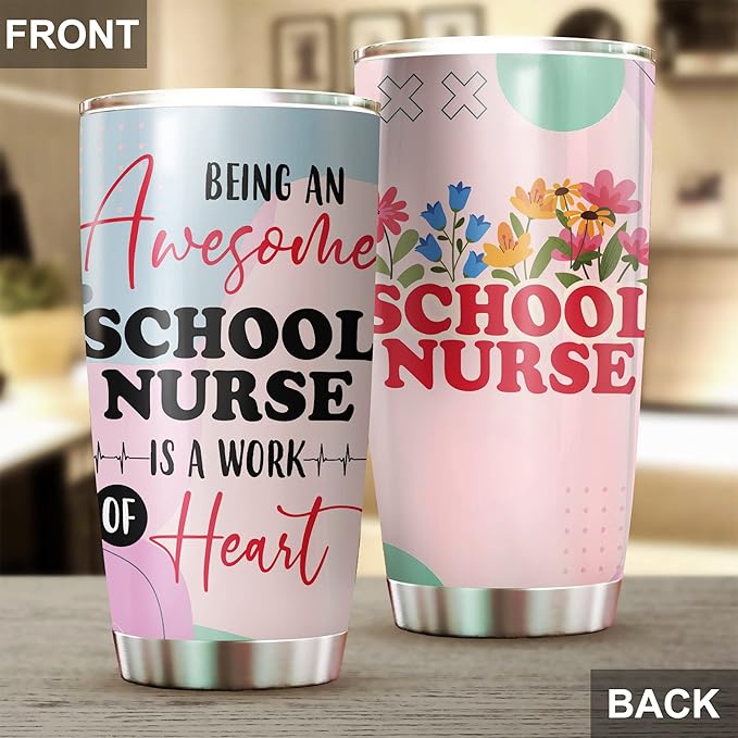 Stainless Steel 20oz Tumbler, Funny School Nurse Appreciation Gifts - Bulk For Birthday, Christmas, Nurses Day Gifts For Women, Men - Coffee Cup - Bloomnest