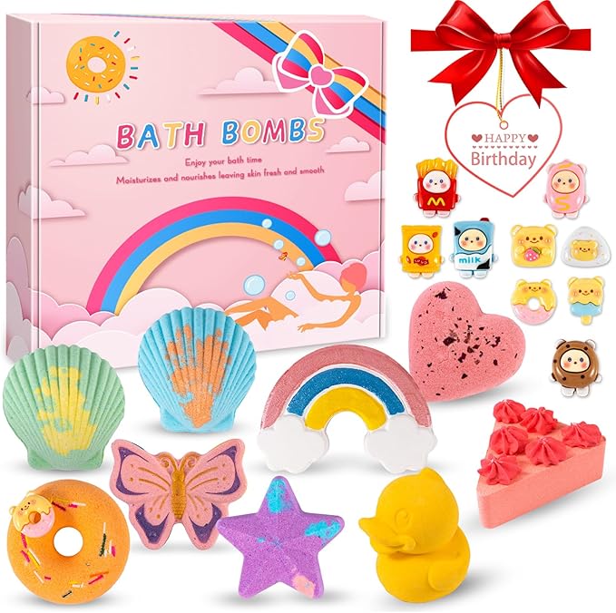 9XXL Bath Bombs Gifts Set, BusyMouth 9pc Kids Bath Bombs with Surprise Toys | Non-Toxic Bubble Bath | Birthday Gift Set for Girls & Boys Ideal Gift for Mother's Day Valentines - Bloomnest