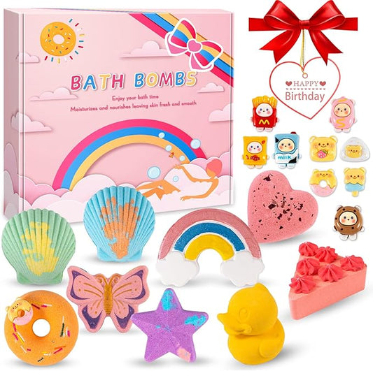 9XXL Bath Bombs Gifts Set, BusyMouth 9pc Kids Bath Bombs with Surprise Toys | Non-Toxic Bubble Bath | Birthday Gift Set for Girls & Boys Ideal Gift for Mother's Day Valentines - Bloomnest