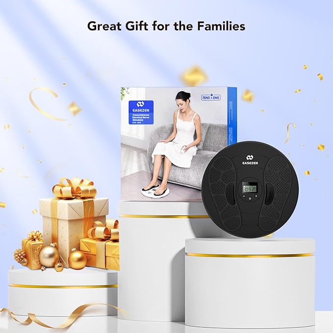 Foot Massager for Neuropathy, TENS & EMS Foot Circulation Stimulator for Pain Relief, 10 Modes and 20 Intensities, Relieve Swelling, Cramps, RLS & Plantar Fasciitis, Gifts for Mom Dad - Bloomnest