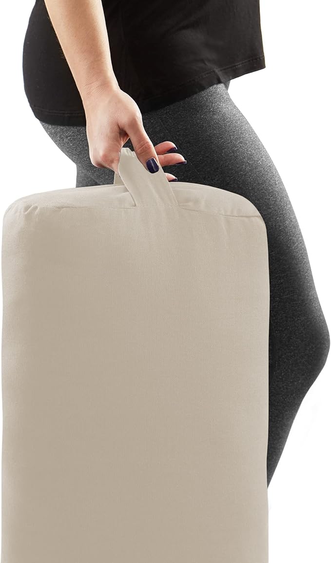 Yoga Meditation Cushion, 25" x 12" Rectangular Bolster with Organic Cotton Cover - Bloomnest