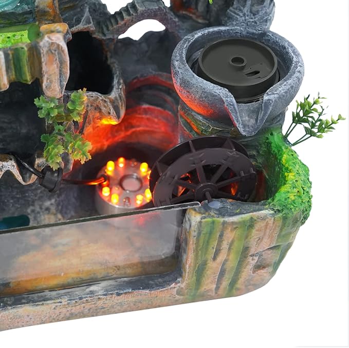Indoor Fountain Rockery Tabletop Fountain with an Atomizer Elaxation and LED Light Water Feature Meditation Desktop Fountains for Home Office Decor or Gift 11.81''L x 7.09''W x 12.99''H