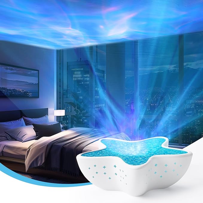 Galaxy Star Projector Light - 8-Color 3D Ocean Wave Water Ripple Night Lamp, Kids Bedroom & Living Room Decor, Romantic Gift - Bloomnest