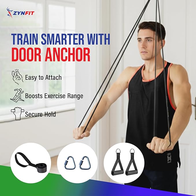 100% Natural Latex Resistance Bands Set with Door Anchor, 5-Level Pull Up Bands for Working Out, Strength Training & Physical Therapy, Workout Bands for Home Gym - Get Free A.I. Workout Plan - Bloomnest