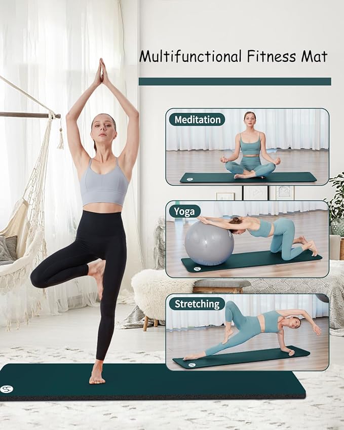 Yoga Mat Thick 1 inch Exercise Mat 76.7"x24" Workout Mats for Home Gym, Non-slip Yoga Mat for Women Men, with Carrying Yoga Bag