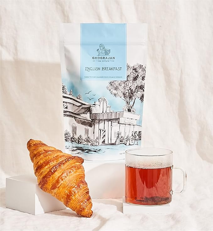 English Breakfast Loose Leaf Black Tea (200+ Servings) - Fresh Harvest - Strong Full Bodied Whole Leaf Assam Black Tea - Farm2Cup from 5th Generation Tea Farm - Bulk Pack - 1 Pound Sealable Pouch - Bloomnest