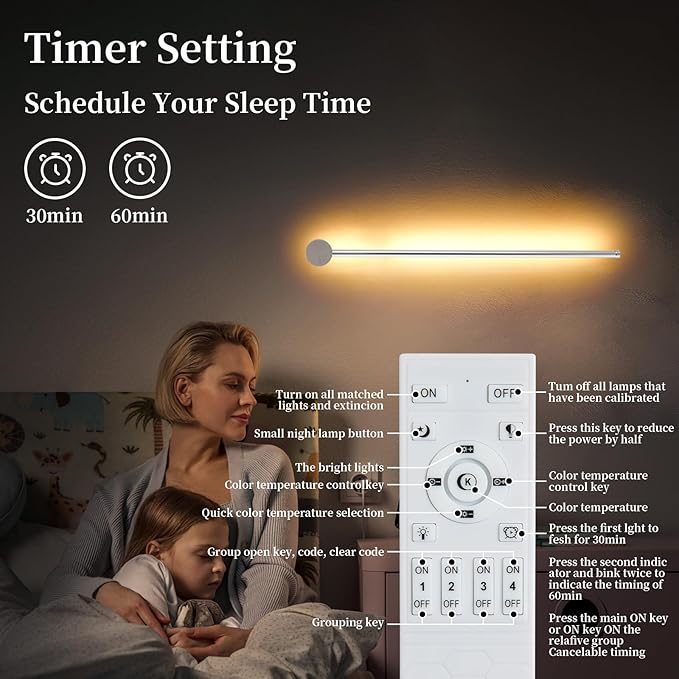 Modern LED Plug in Wall Sconces Set of Two,Chrome Dimmable 23.6" Wall Lighting,Bathroom Vanity Light Fixtures,Metal Wall Lamps with Memory Function for bathrooms,bedrooms,Living Rooms,Hallway - Bloomnest