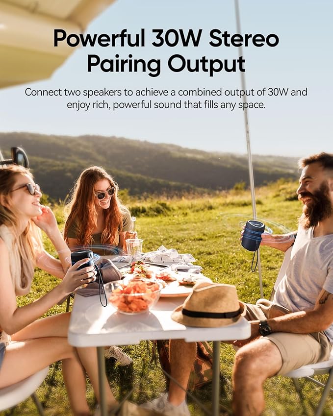 Portable Bluetooth Speaker with Lights, Stocking Stuffers, Powerful Crystal Clear Sound, IPX5 Waterproof, All Day Playtime, BT 5.3, TWS Paring, Small Wireless Speaker for Outdoor, White Elephant Gifts - Bloomnest