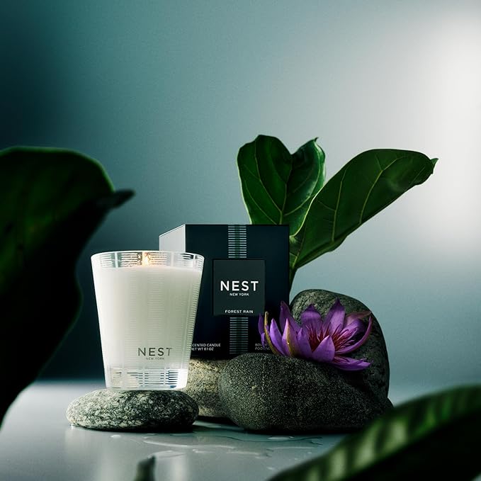 NEST New York Scented Classic Candle, Forest Rain - 8.1 oz - Up to 60-Hour Burn Time - Reusable Glass Vessel - Bloomnest