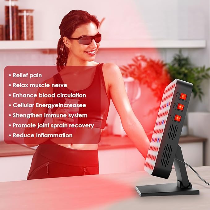 Red Blue Light Therapy for Body, Red Near Infrared Panels 300W 60 Dual Chip Flicker Free LEDs, Ideal for Body, Face,Maintain, Energy,Muscle Pain, Skin Rejuvenation, Recovery, Sleep bioredrlt