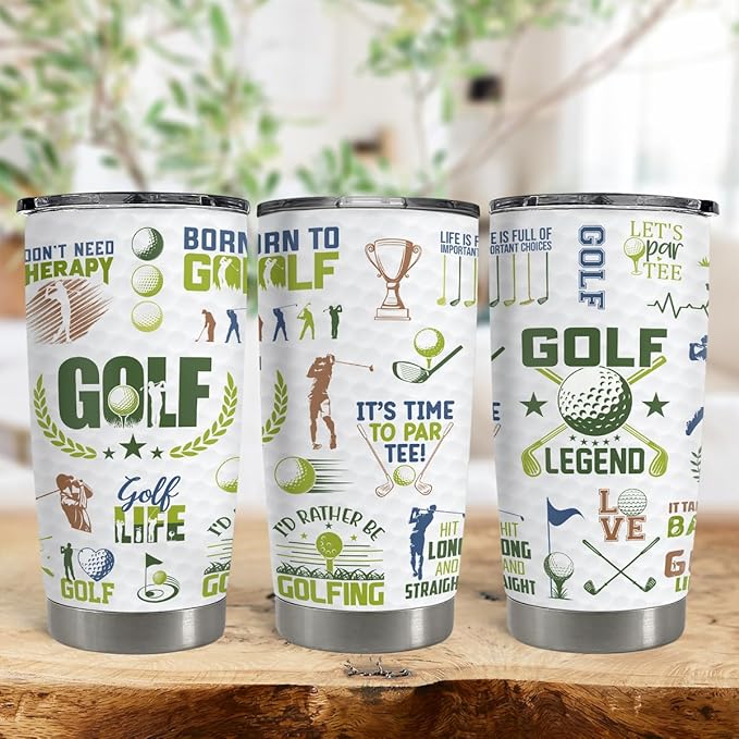 SANDJEST Golf Tumbler 20oz 30oz Stainless Steel Insulated Travel Mugs Baseball Player Coffee Cups - Inspirational Gift for Golf Lovers, Golfers, Fan, Coach, Sport Lovers - Bloomnest