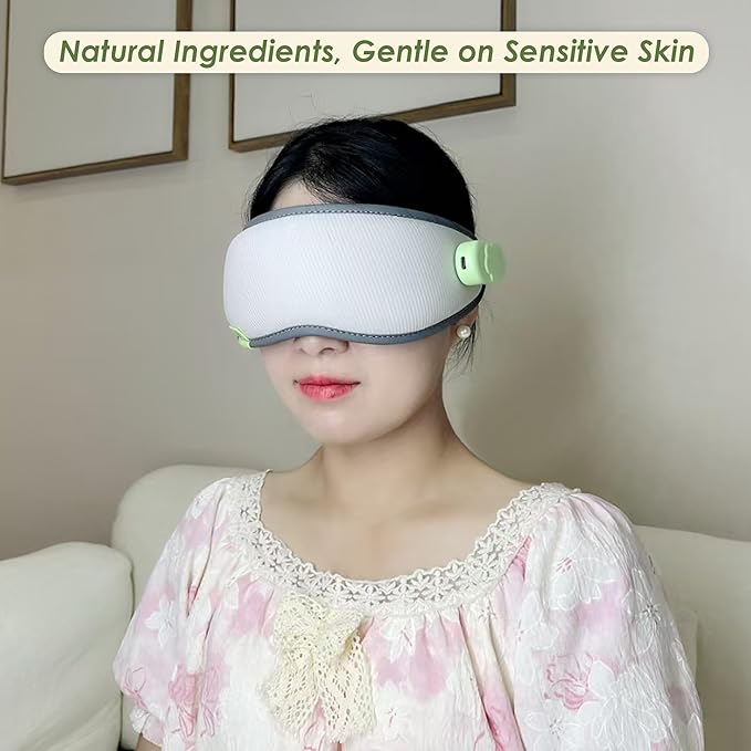 Smart Mugwort Steam Eye Massager with Heat and Cooling, Herbal Relief for Eye Fatigue, Migraines, Dry Eyes, Dark Circles, Rechargeable Heated Eye Mask, Sleep Mask Improve Sleeping Quality