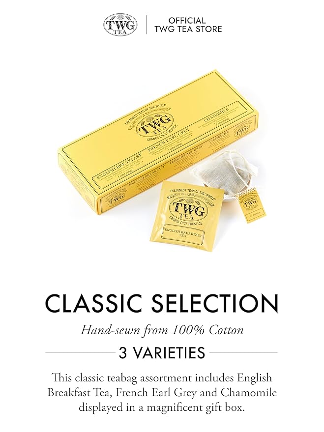 TWG Tea | Classic Selection | 3 Varieties | Exclusive Tea Blends | 15 Hand Sewn Cotton Tea Bags | Gift Set - Bloomnest