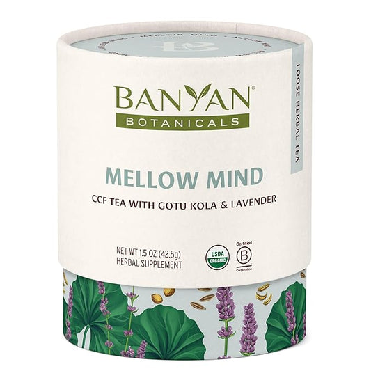 Banyan Botanicals Mellow Mind CCF Tea – Organic Lavender Chamomile Tea with Gotu Kola – Caffeine-Free Relaxation Tea for Stress Relief* – 1.5 oz. – Non-GMO Sustainably Sourced Herbal Loose Leaf Tea - Bloomnest