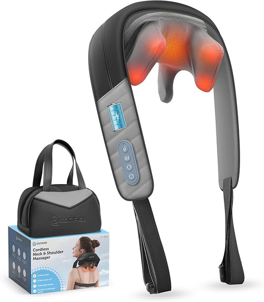 COMFIER 4D Neck Massager for Pain Relief Deep Tissue,Hands-Free Massager for Neck and Shoulder Pain, Wireless Back Massager with Storage Bag, Gift for Mom Dad Women Men - Bloomnest