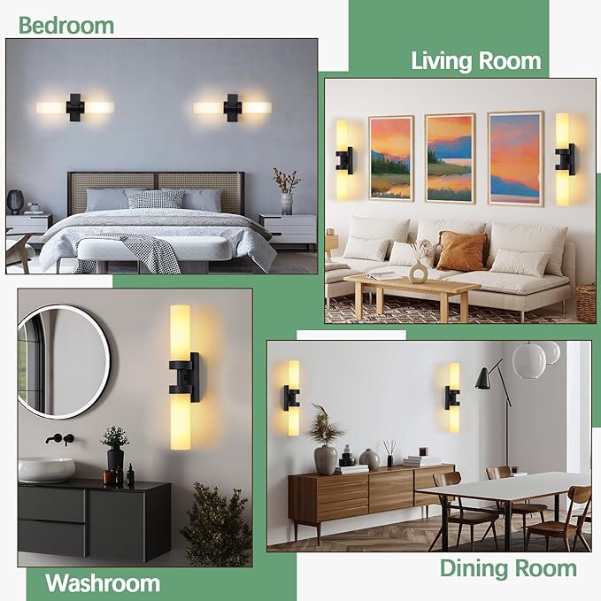Rechargeable Wall Sconces Set of Two with Remote, Black Battery Operated Wall Sconce with Milky Glass, Sconces Wall Decor Set of 2 Wall Light Fixtures for Bedroom Bathroom Mirror Living Room - Bloomnest
