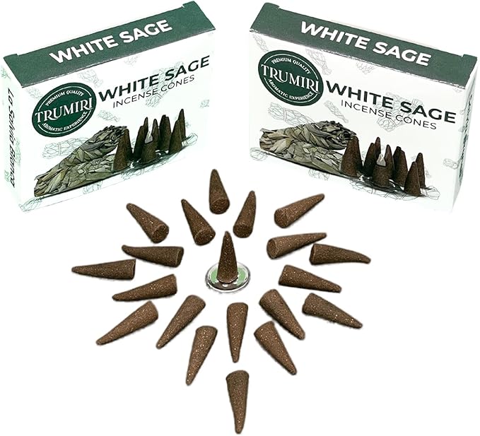 White Sage Incense Cones - Dual Pack of 10 Cones - Scented TRUMIRI