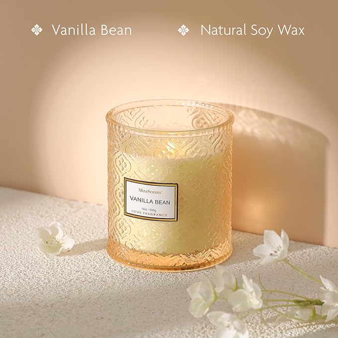 Vanilla Scented Candles, Fall Vanilla Bean 19oz Candle Gifts for Women, Luxury Large Decorative Candles in Glass, Natural Soy Wax for Home - Bloomnest