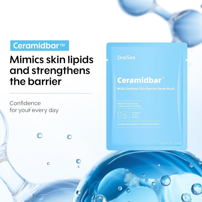 ZealSea Cicalix & Ceramidbar Face Masks Skincare, All-in-one Proven Derm Solution Facial Mask for Visibly Soft | Plump | Quenching | Anti-aging, Soothing & Refreshing, Strengthen & Restore, 4+4 Duo - Bloomnest