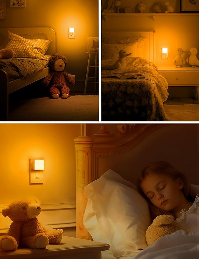 L LOHAS LED Night Lights Plug into Wall 2-Pack, 0.3W Plug in Night Light, Dusk to Dawn, 2000K Amber Light, Sleep Aid Nightlight Auto-On/Off, for Adults Kids Room, Bedroom, Bathroom, Hallway, Non-Dim - Bloomnest