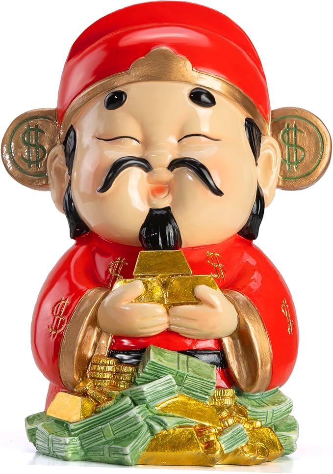 God of Wealth Statue,Feng Shui Money Decor,Chinese CAI Shen Figurine - Bloomnest