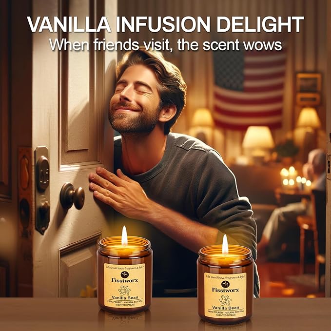 Vanilla Scented Candle Set 2 Pack, Candle for Home Scented, Odor Eliminating, Stress Relief, total15oz, 110 Hours Long Lasting Candles, Soy Candle Gift Set for Women - Bloomnest