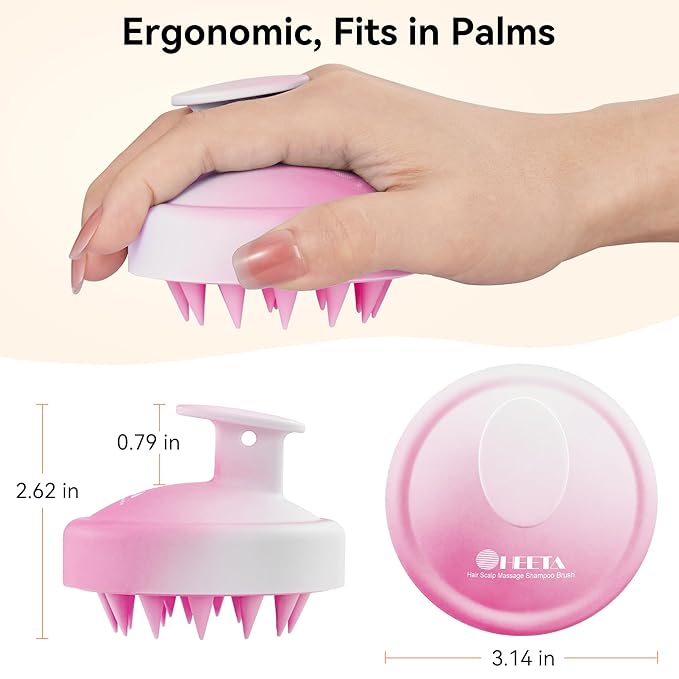 HEETA Scalp Massager Hair Growth, Soft Silicone Scalp Scrubber Shampoo Brush for Exfoliation, Dandruff Removal Head Massage Stress Relax, Wet & Dry Use for Thick Thin Curly Hair Care, Gradient Purple HEETA