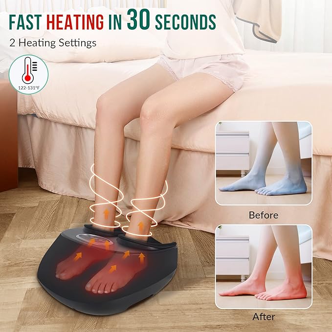Snailax Shiatsu Foot Massager with Heat, Kneading, Compression, Vibration, Feet Massage Machine for Plantar Fasciitis, Neuropathy, Foot Warmer, Gifts for Women Men,Size 13 - Bloomnest