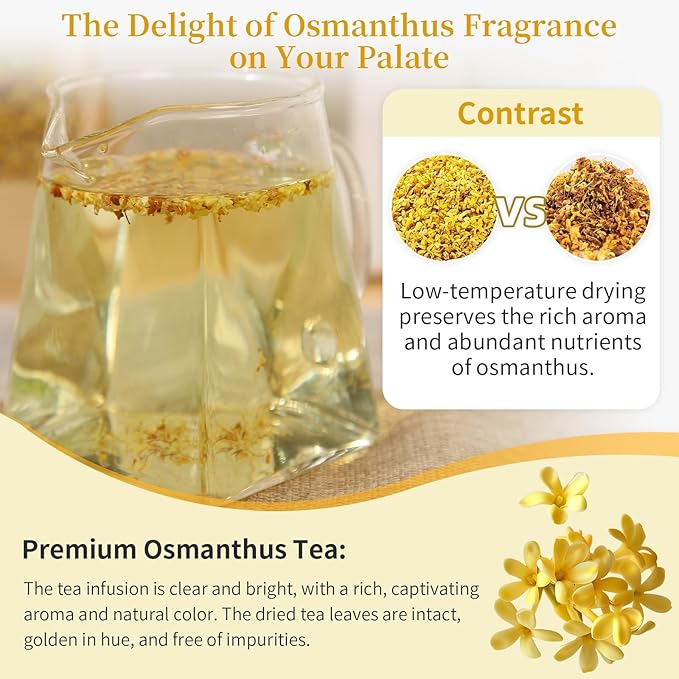 Hee Creek Osmanthus Fragrans Herb Loose Leaf Tea Dried Osmanthus Flower Tea 3.53 oz/100g 桂花 干桂花 桂花糕 桂花蜜 - Bloomnest