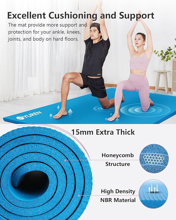 Large Yoga Mat 78"x 51" 20mm/15mm/10mm Thick Workout Mats for Home Gym, Extra Wide Workout for Women Men Gym Flooring Exercises - Bloomnest
