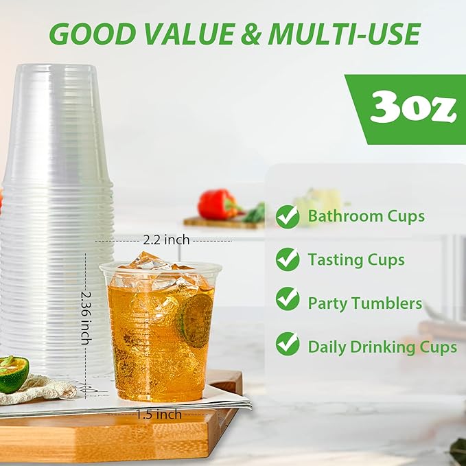 Lilymicky 500 Pack 3 oz Clear Plastic Cups, Small Disposable Bathroom Cups, 3 Ounce Plastic Mouthwash Rinse Containers - Bloomnest