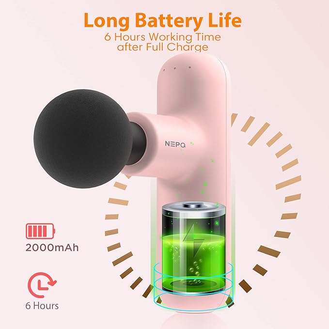 Mini Massage Gun, SK6 Fascial Gun Portable Deep Tissue Percussion Muscle Back Head Massager for Pain Relief with 4 Massage Heads 4 Speed High-Intensity Vibration Rechargeable (Pink) - Bloomnest