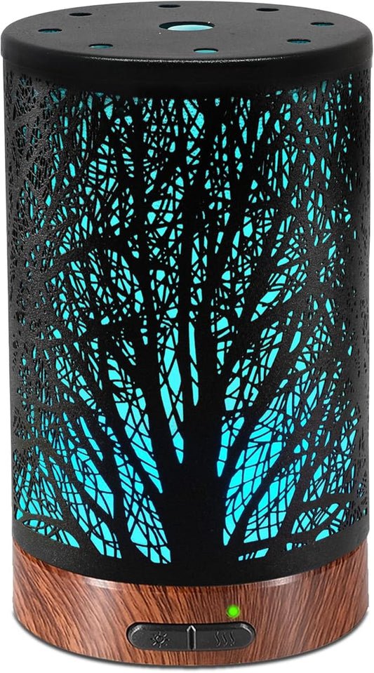Essential Oil Diffuser - 150ML Metal Aromatherapy Diffuser for Essential Oils with 7 Colors Lights Gifts for Mom Auto Shut-Off & Ultrasonic Cool Mist Diffuser, Ambience for Home - Bloomnest