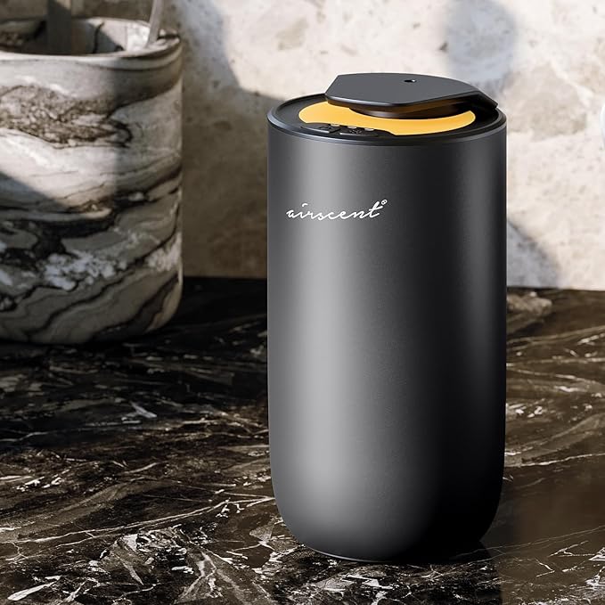 The AirScent Mini Waterless Diffuser for for Homes, Offices, Spas and Hotels - Titanium Black Finish - Fragrance Oil Aromatherapy Diffuser for Aesthetic Scenting -15 mL Capacity - Night Light Feature - Bloomnest