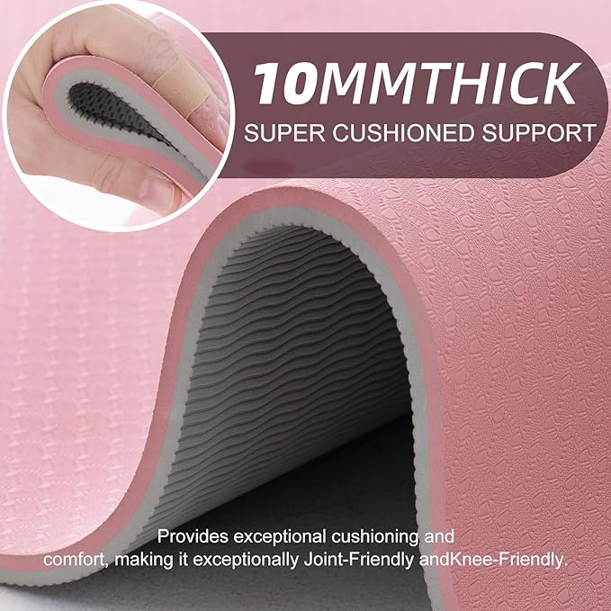 UMINEUX Yoga Mat Extra Thick 1/3'' & 2/5" Non Slip Yoga Mats for Women Eco Friendly TPE Fitness Exercise Mat with Carrying Sling & Storage Bag - Bloomnest