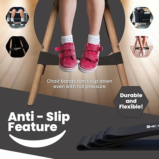 12 Pack Chair Bands, Anti Slip Chair Bands for Kids with Fidgety Feet, ADHD Chair Bands for Classroom, Desk Bands for Student Desks, Sensory Chair Rubber Bands - Bloomnest