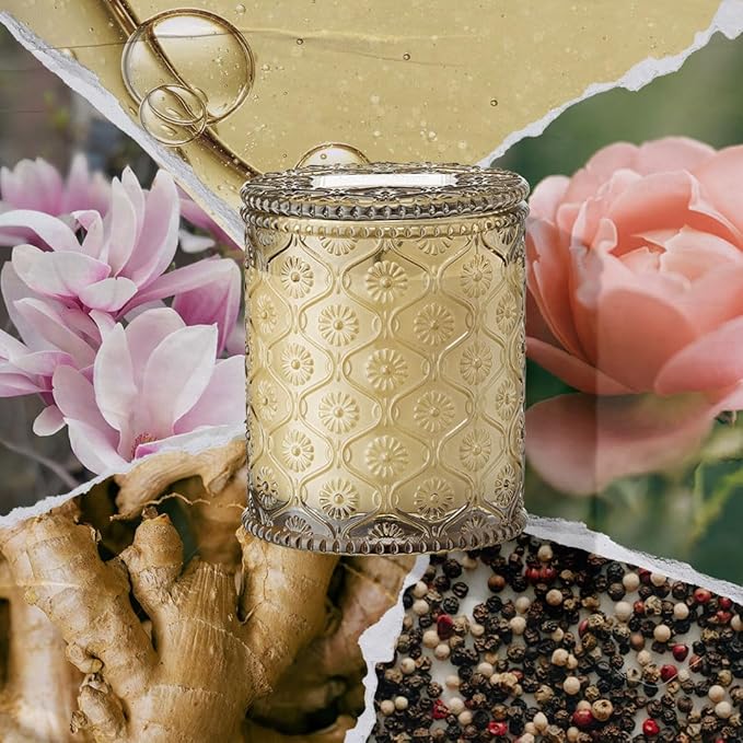 LA JOLIE MUSE Ginger & White Musk Candles | Ginger, Lemongrass & Musk | 6 oz Soy Candle | Natural Soy Wax | 40 Hours Clean Burn | Gift-Ready for Hosts & Gathering | Seasonal Home Décor - Bloomnest