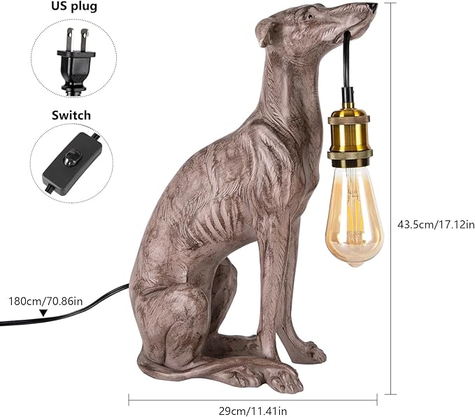 Modern Resin Carved Dog Table Lamp Sitting Dog Floor Lamp Animal Table lamp Creative Desk Lamp for Home Decor,Living Room, Bedroom H17inch Cord 5.9ft - Bloomnest