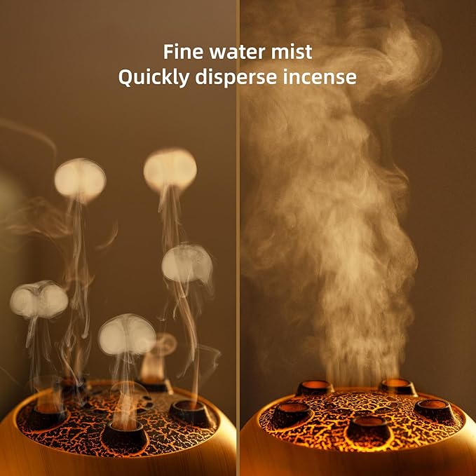 Essential Oil Diffuser 250ML,Jellyfish Diffuser Air Humidifiers Sound Pickup Ultrasonic Aromatherapy Diffuser Remote Control 7 Color Lights for Home Bedroom Office Hotel(Wood Color) - Bloomnest