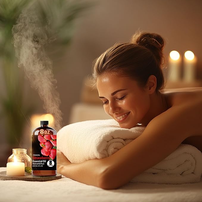 Strawberry Essential Oil, Strawberry Oil 8 Fl Oz 240ML for Diffuser Humidifier Yoga Cleaning DIY Candle Soap Making Perfume Gift for Women Essential Oils - Bloomnest