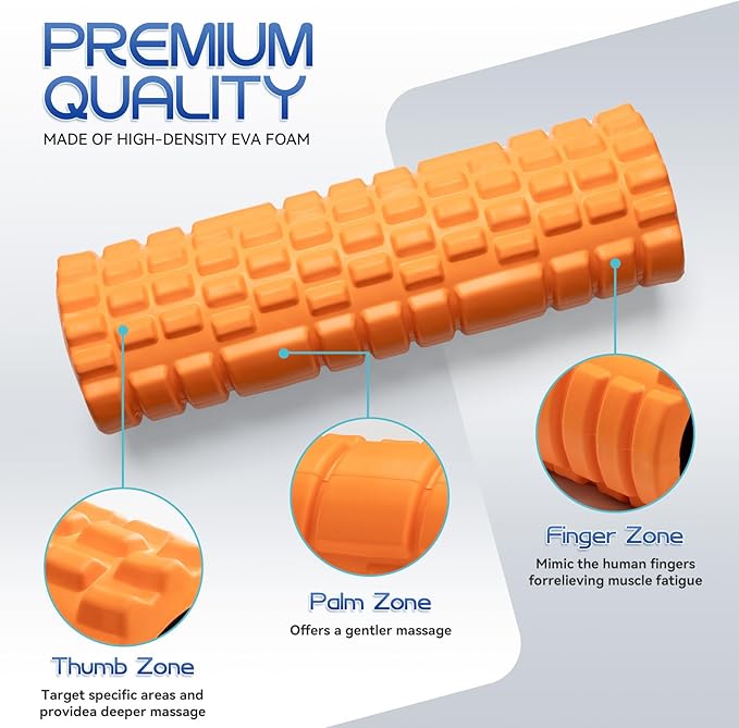 Foam Roller High Density 18" Foam Roller for Deep Tissue Muscle Massage, Trigger Point Fitness Exercise Massage Roller Self-Myofascial Back Roller Release for Whole Body - Bloomnest