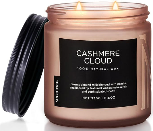 M&SENSE Warm Cashmere Scented Candle, 11.6oz Clean Non Toxic Natural Soy Wax Fragrance for Bathroom Bedroom 70 Hours Burn Time Candle, 2 Wick Aromatherapy Gifts for Housewarming - Bloomnest